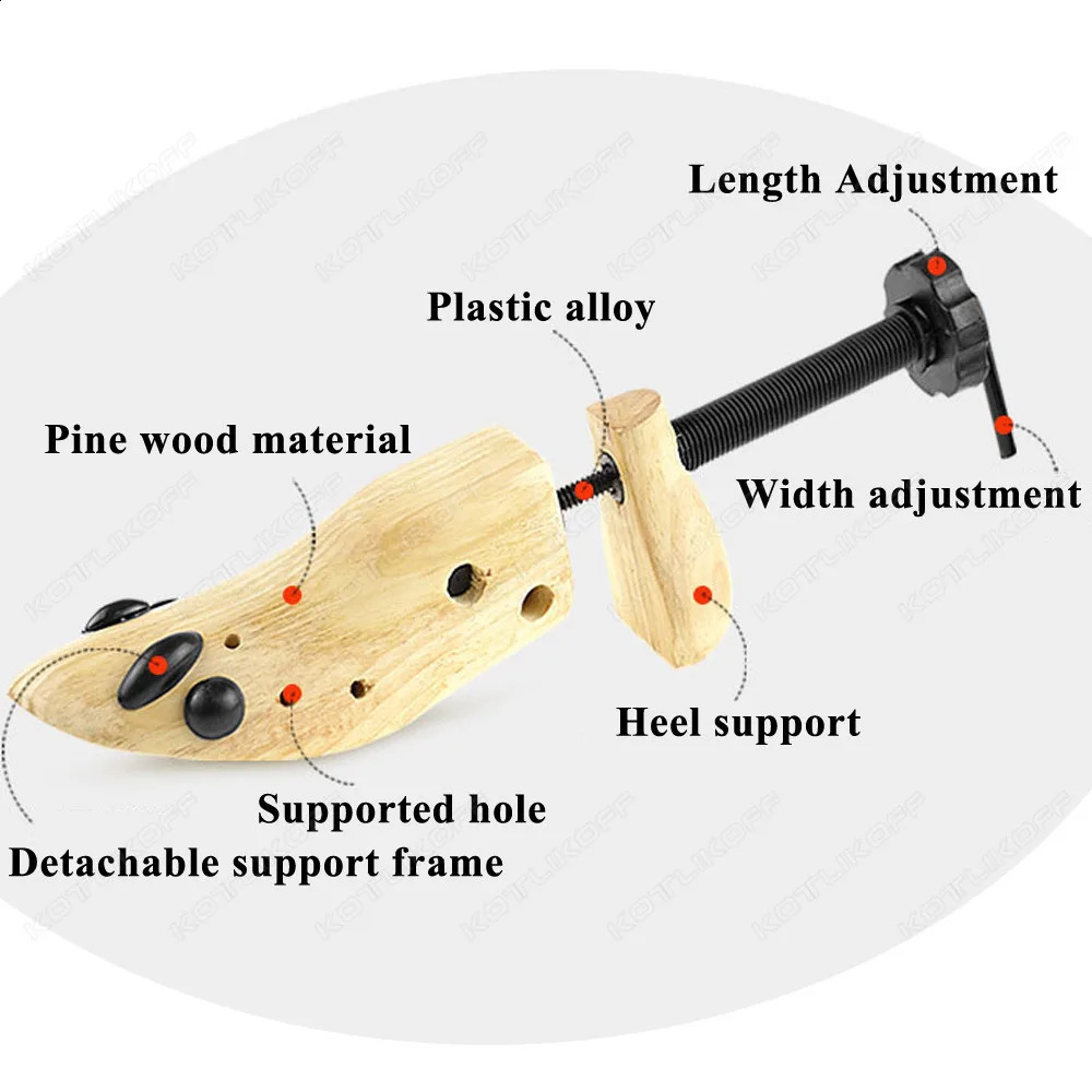 Wooden Shoe Stretcher Shoes Tree Shaper Rack Pine Wood Shoe Tree Adjustable Flats Pumps Boots Expander Trees For Man Women 1 PCS241226