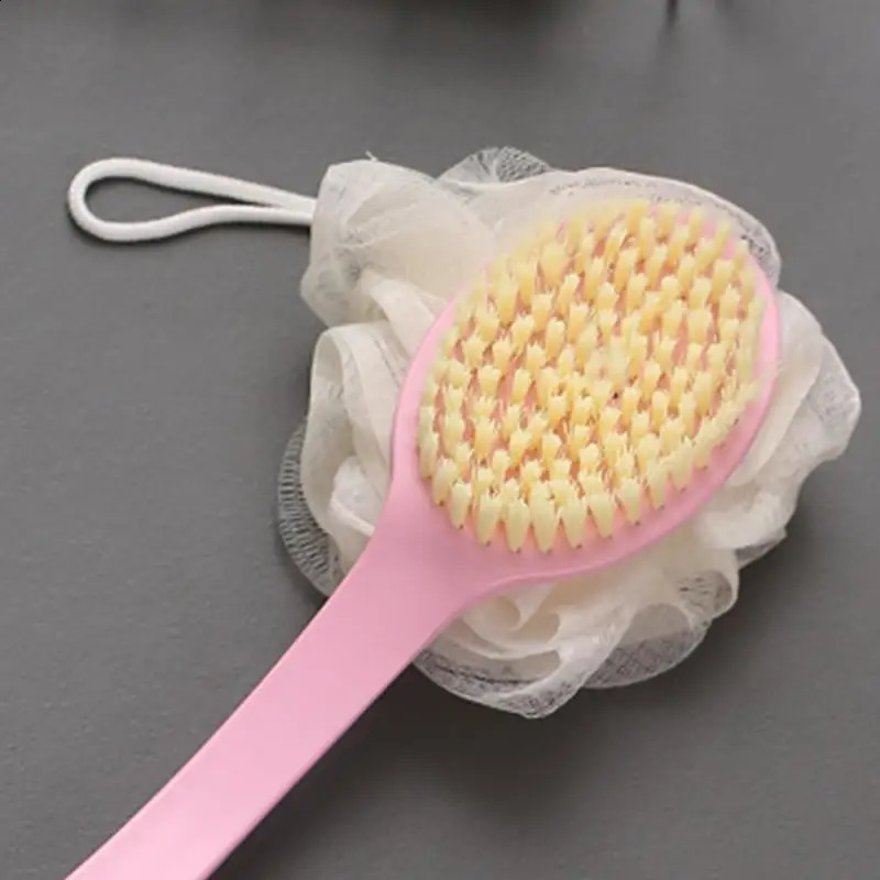 Soft Hair Massage Bath Brush Long Handle Back Rub Brush 2 In 1 Bath Brush With Bath Ball Bath Brush Double Side Scrub Brush 241226