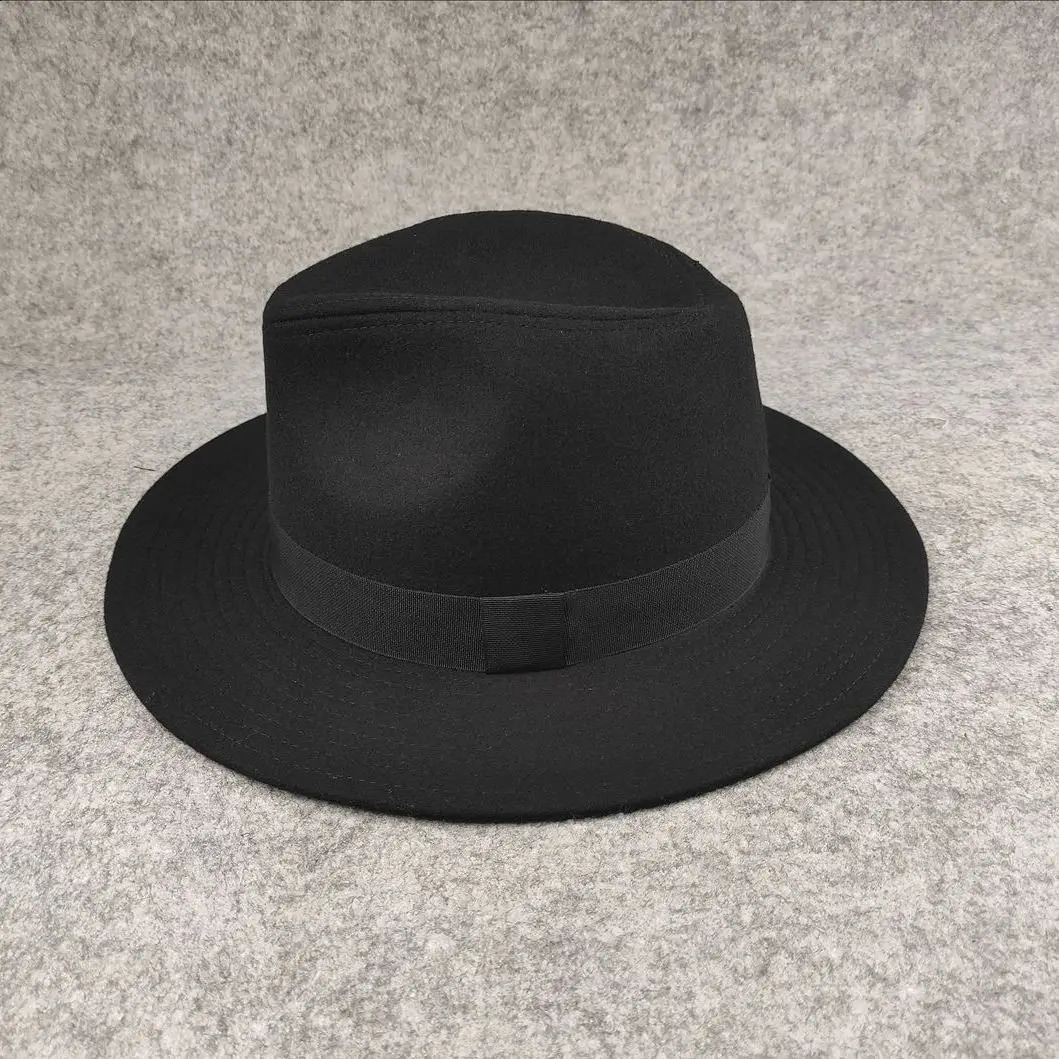 Plus SIze Woolen Fedora Hat Autumn Winter Men Top Hats Trendy Formal Wedding Decorate Black Panama Cap Fedoras Gorras 241226