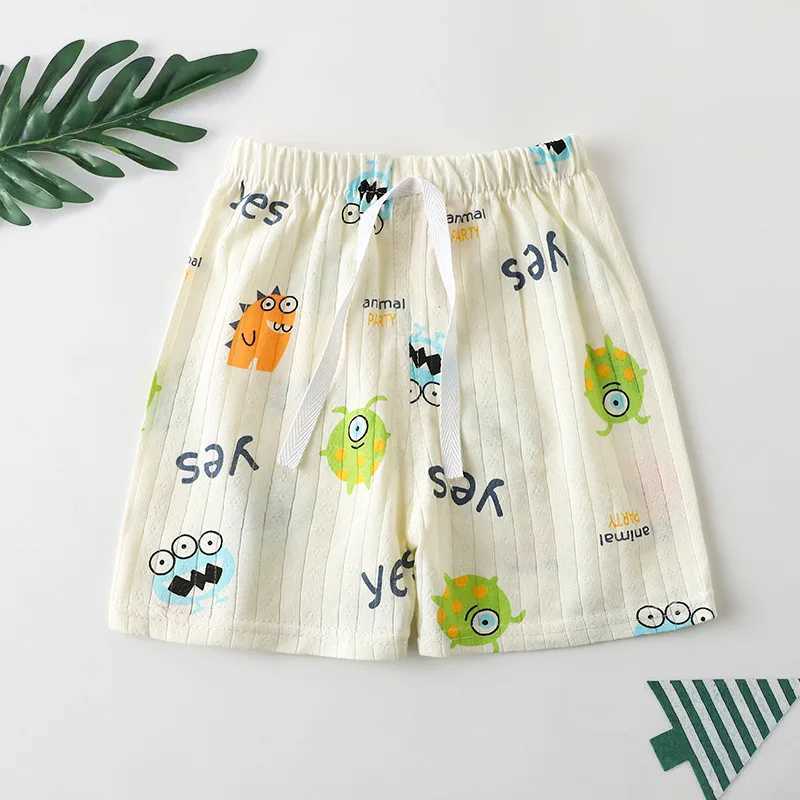 Kids Shorts Childrens Summer Clothing Cotton Boys Girls Open Crotch Casual Pants Single Shorts Loungewear Cartoon Design W241227