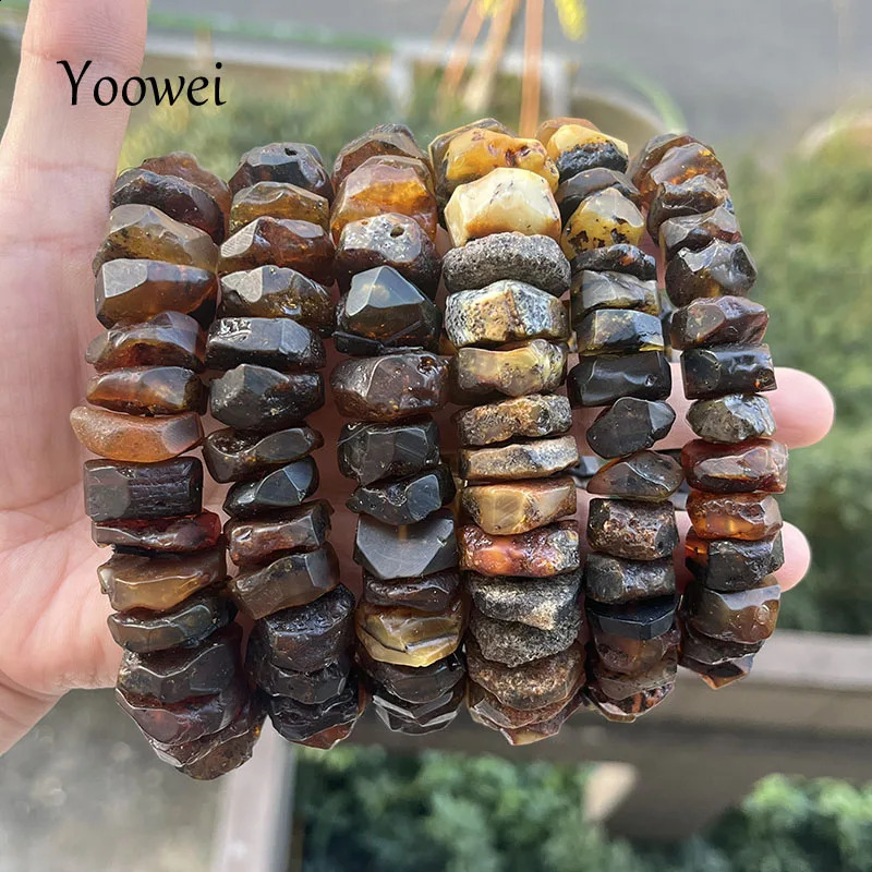 Amber Bracelet for Men Birthday Party Unique Irregular Black Bead Smell Fragrance Natural Stone 2025 Healing Jewelry 241226