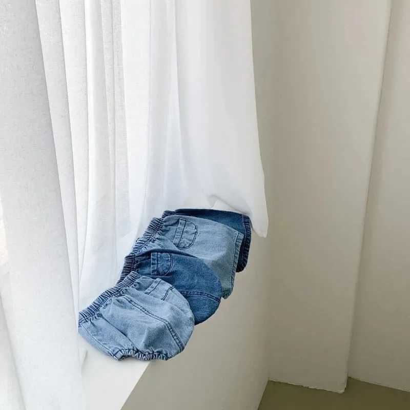 Korean Sle Denim Shorts Summer Baby Shorts Boys and Girls Pocket Denim Bag Butt Pants Baby Thin Pants Baby Girl Jeans W241227