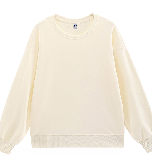 81 Thin Solid Loose Drop Shoulder Round Neck Sweatshirt Cultural Shirt Work Clothes