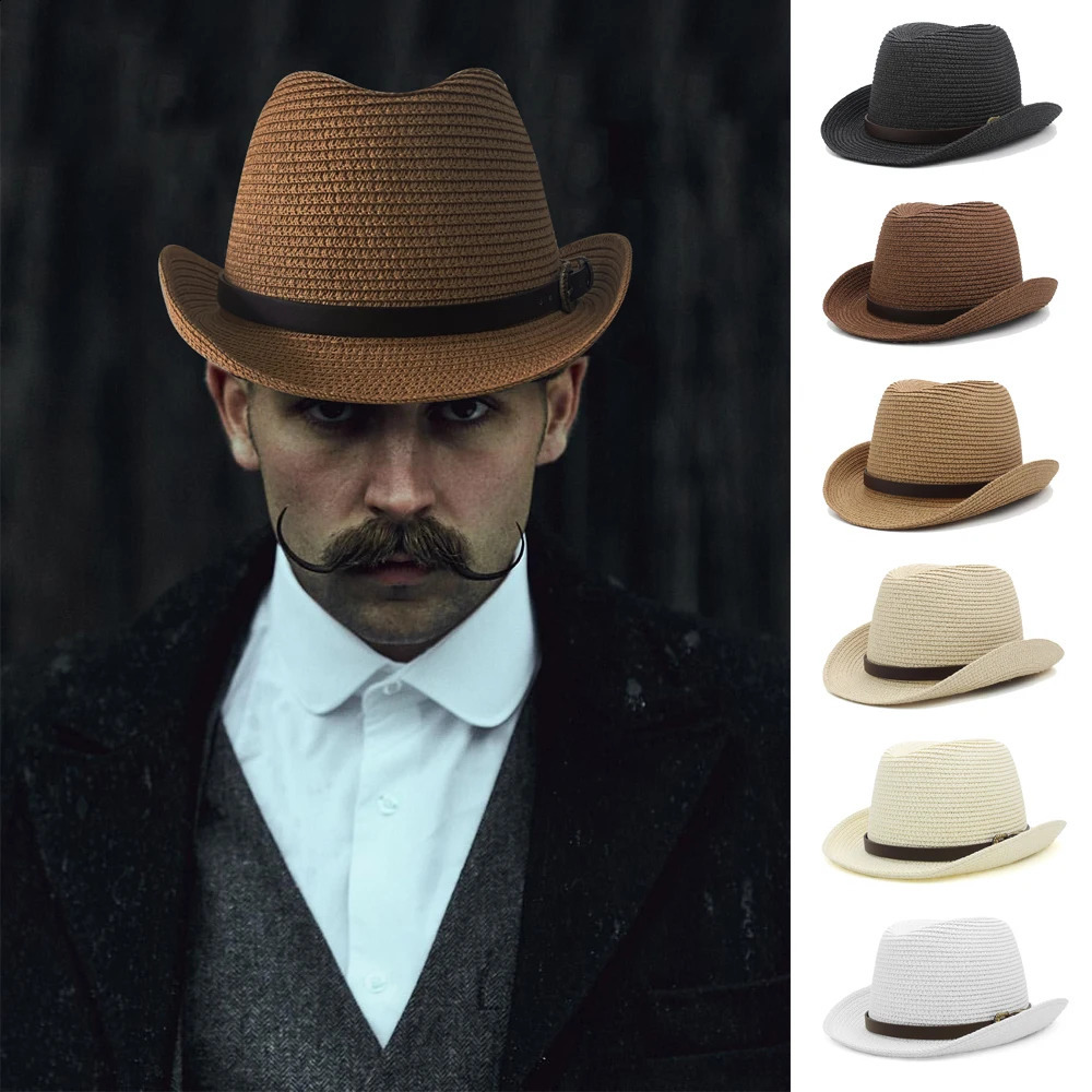 Men Women Straw Classical Retro Homburg Hats Bowtie Band Fedora Caps Trilby Sunhat Jazz Summer Adjustable Size M-L 7 1/8-7 1/4 241226