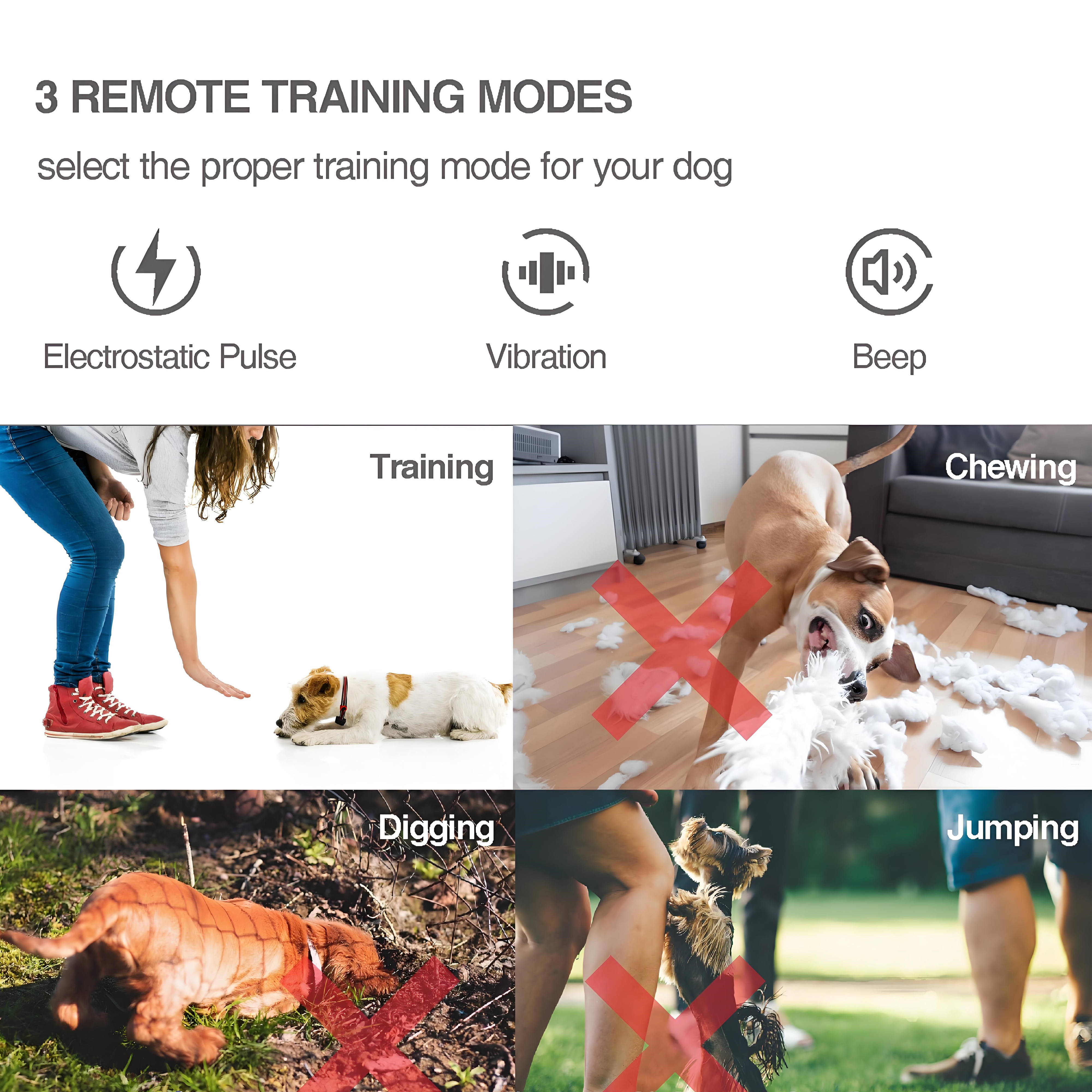 Waterproof Dog Training Collar, Auto-Barking Stopper, LCD Power Display, Remote Control, Vibration Collar, Shock Lock, 2in1