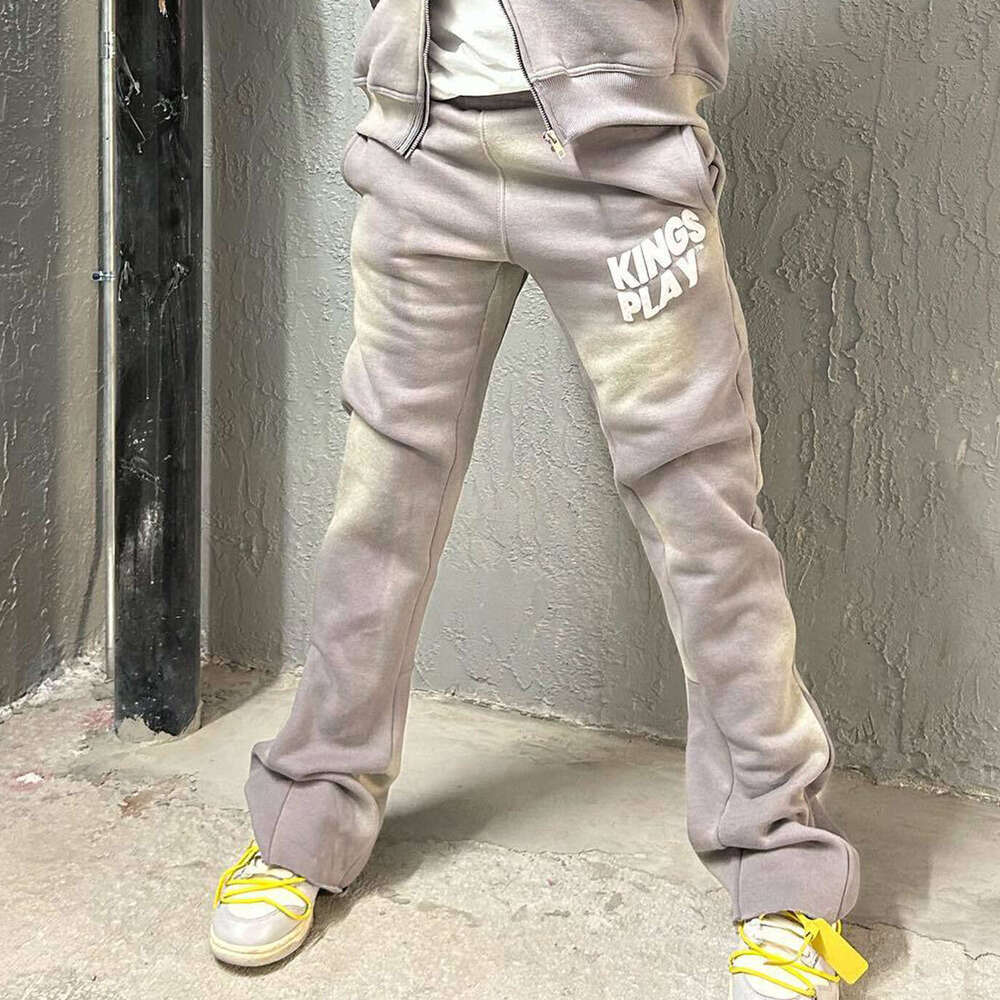 High Street Casual Letter Foam Loose Hoodie Elastic Waist Printed Wide Leg Pants Set