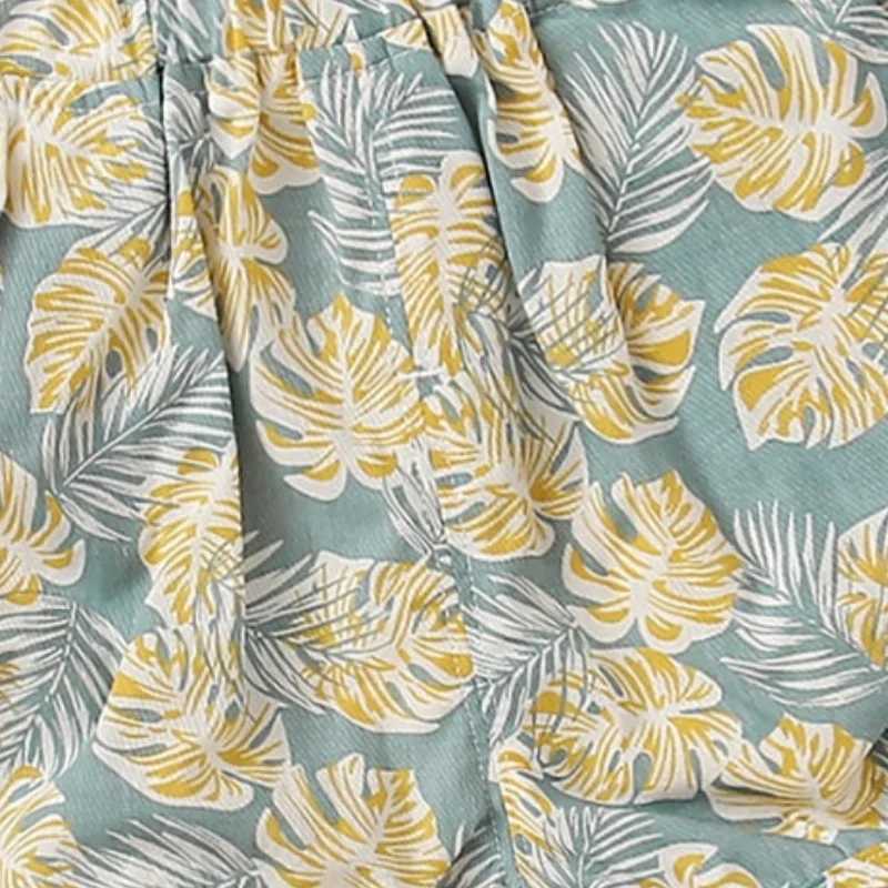 Summer playful cute unique double side pocket bracteel shorts elastic waist feather print casual loose comfortable thin girl W241227