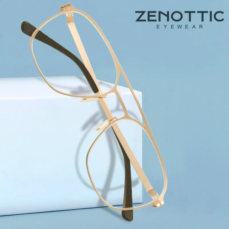 ZENOTTIC Double Bridge Glasses Men Lightweight Pilot Large Optical Eyeglass Frame 241227