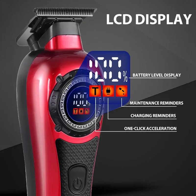 Professional Hair Salon Sculpt Line Electric Hair Trimmer Oil Head Push LCD Digital Display Hair Clipper Mens Barber Machine 241226