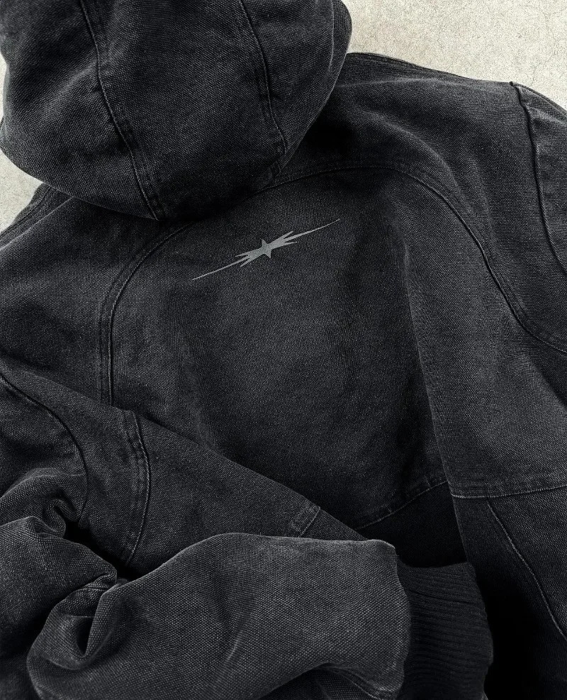 SIRI Retro Fashion Washed Zipper Sweater Men and Women Street Y2k Harajuku Hip-hop Long-sleeved Coat Loose Hooded Sweatshirt 241224