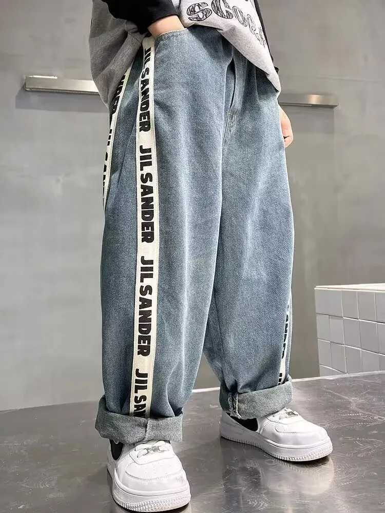 Childrens Big Boys Jeans Boys Pants Childrens Clothing 5-12 Year Old Boys Childrens Bags Summer Clothing Teenagers New Jeans W241227