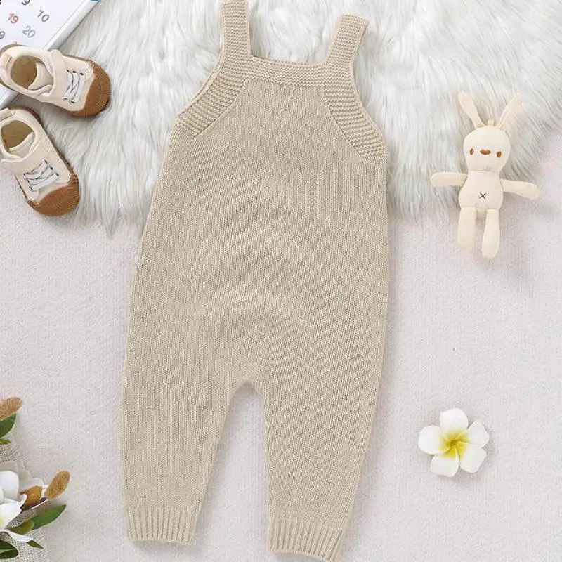 Autumn Baby Clothes Fashion born Knitted Twist Suspenders Romper Boy Girl Solid Sleeveless Jumpsuit Kid Casual One-piece 241226