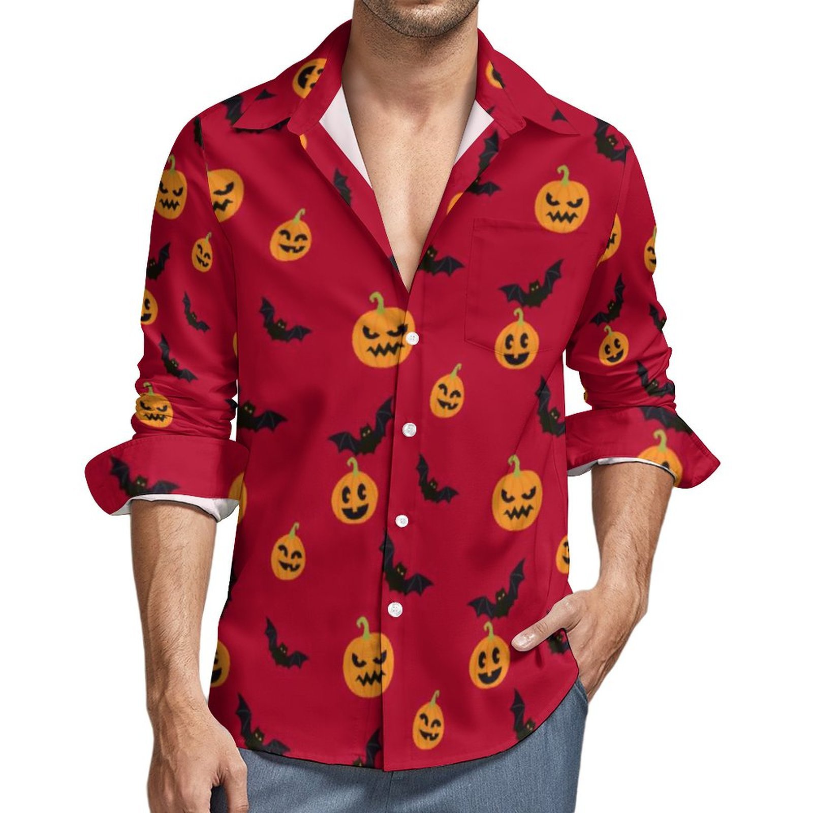 Men's Casual Shirts Banana Print Shirt Men Funny Fruit Autumn Aesthetic Custom Blouses Long Sleeve Loose Oversize Clothing Idea