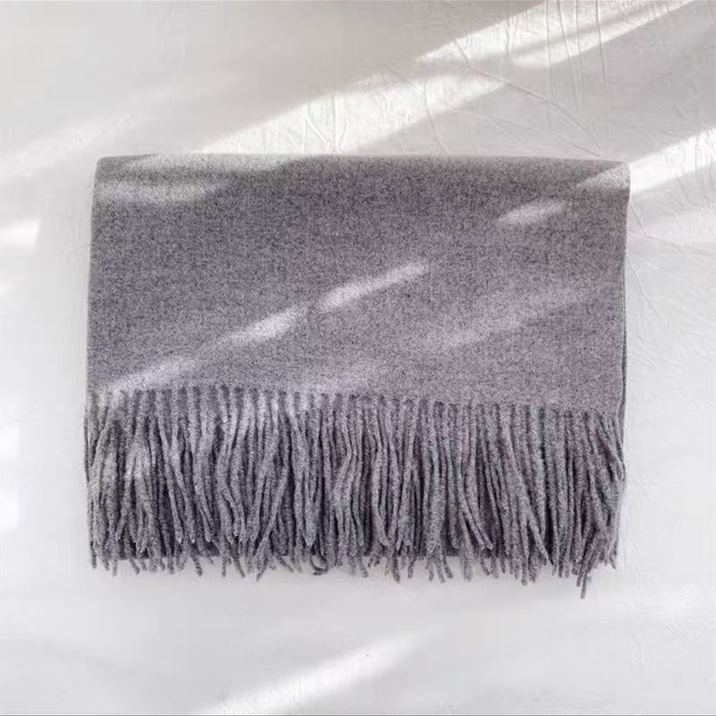 T035 cashmere solid color scarf for women autumn and winter all-match thick warm student cute shawl neck scarf