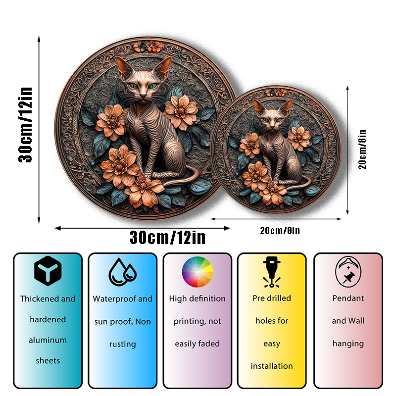 Customized Devon Cat Pet Ornaments - Ultra High Definition Circular Aluminum Decorative Paintings for Souvenir Tombstones