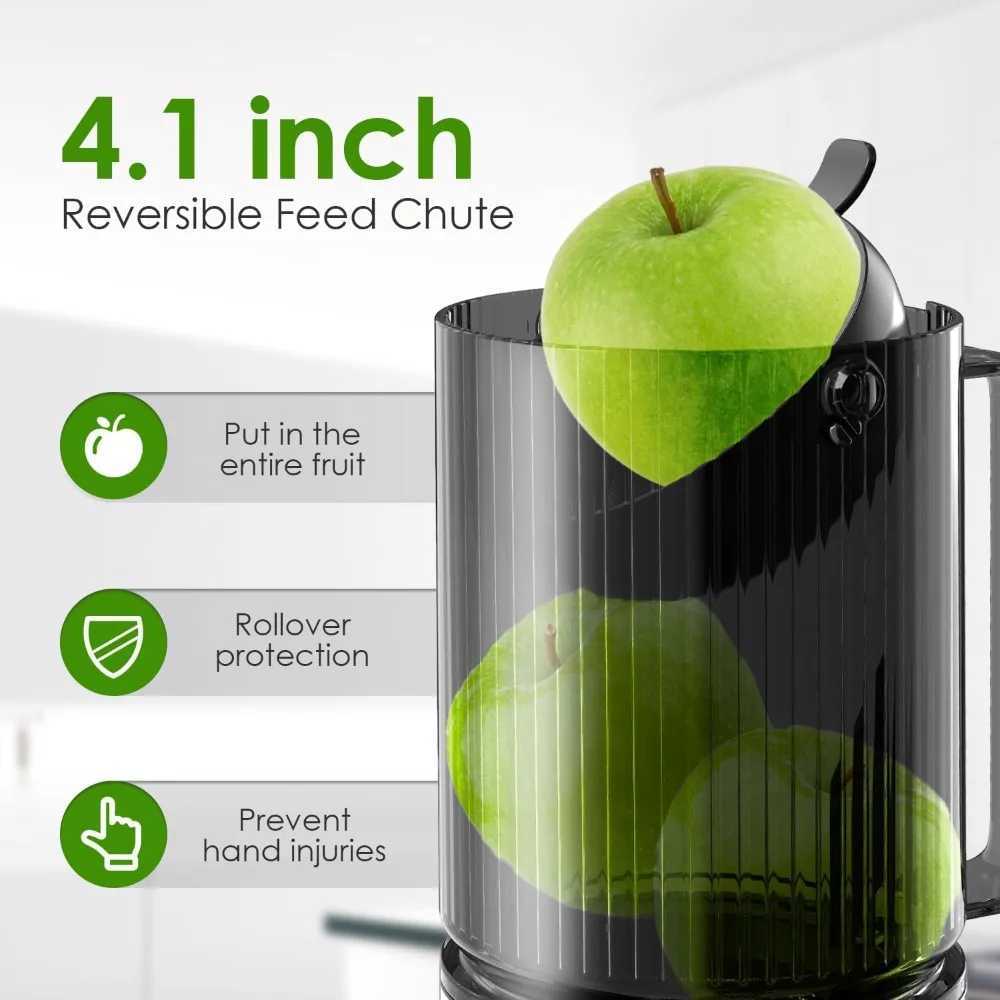 4.1 inch (104MM) slow speed cold press juicer with ultra wide feed chute used for pure juicers of vegetables and fruitsXJ241227