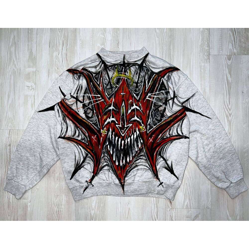 New Gothic Spider Printed Street Autumn/Winter Round Neck Loose Dark Hoodie Trendy