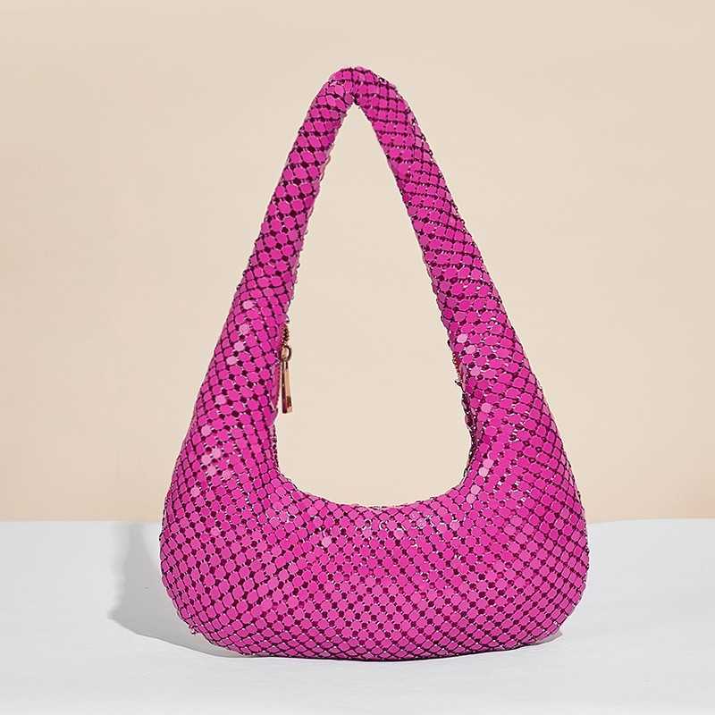 women's armpit bag, gold aluminum foil dinner bag, fashionable handbag, party socialite handbag 241215