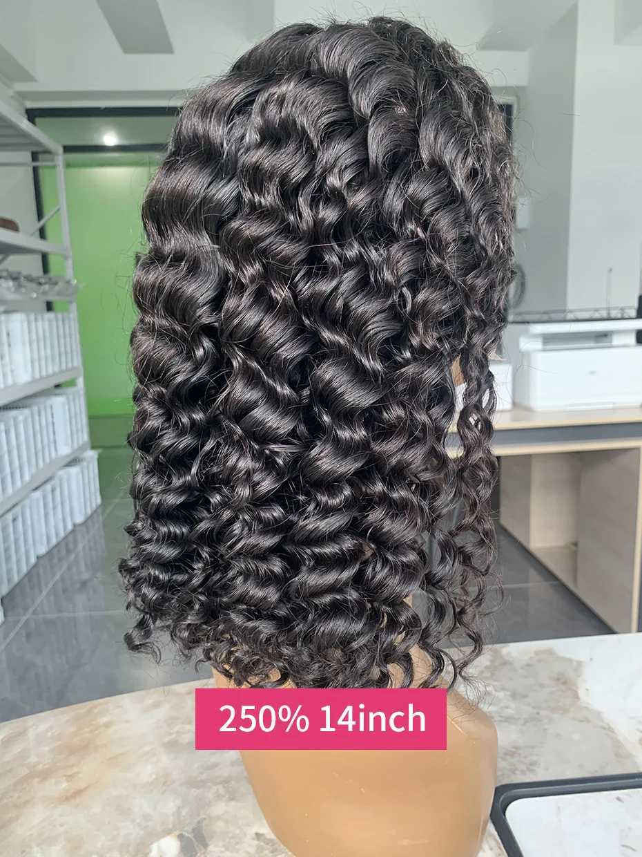250 Density Double Drawn Deep Wave Frontal Wig 13x4 13 x 6 Bob Raw Vietnamese Wet and Wavy Human Hair Wigs 10 12 14 Inch On SaleXJ241227