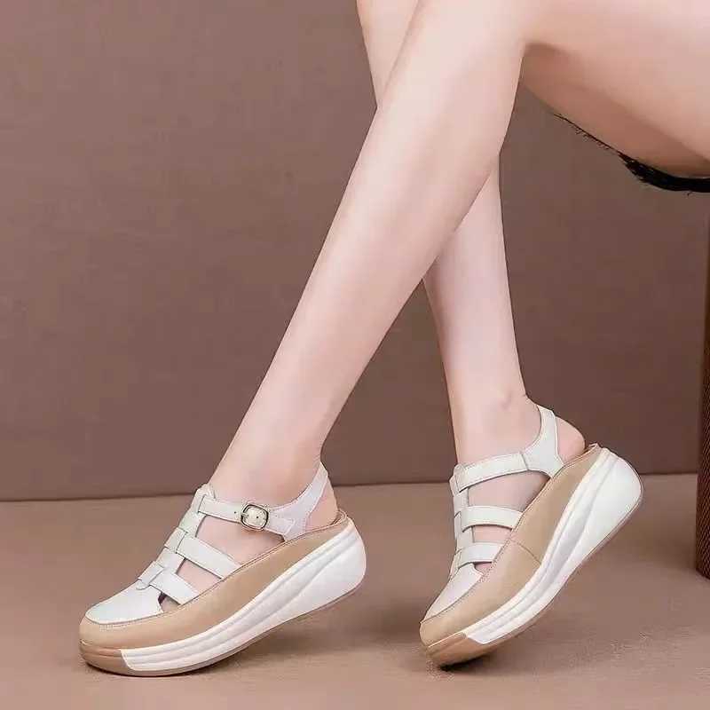 High Quality New Cross Hollow Soft Sole Sandals Roman Retro Casual Platform Shoes Womens Round Toe Loafers Sport Sandals T241227