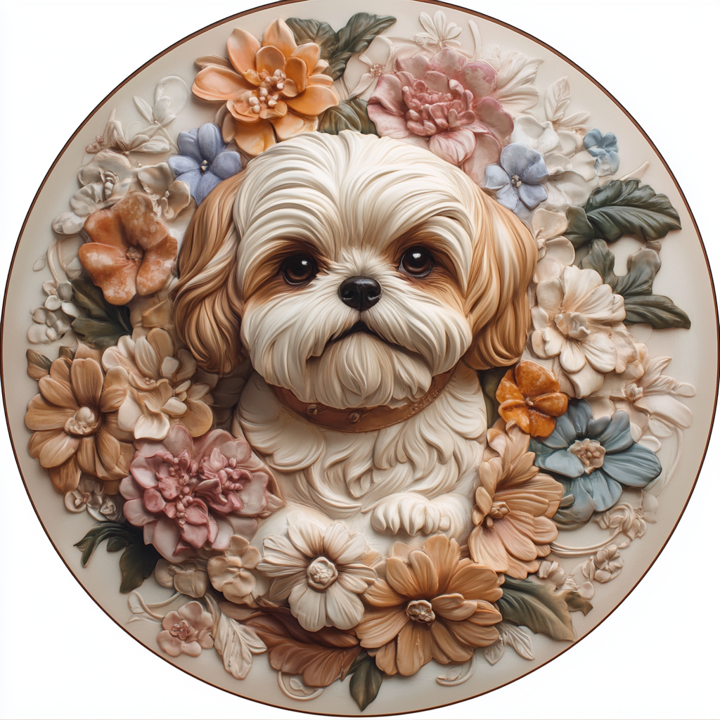 Customizable Circular Aluminum Pet Memorial Decoration Painting - Premium Quality Waterproof Pet Souvenir Tombstone for Dogs