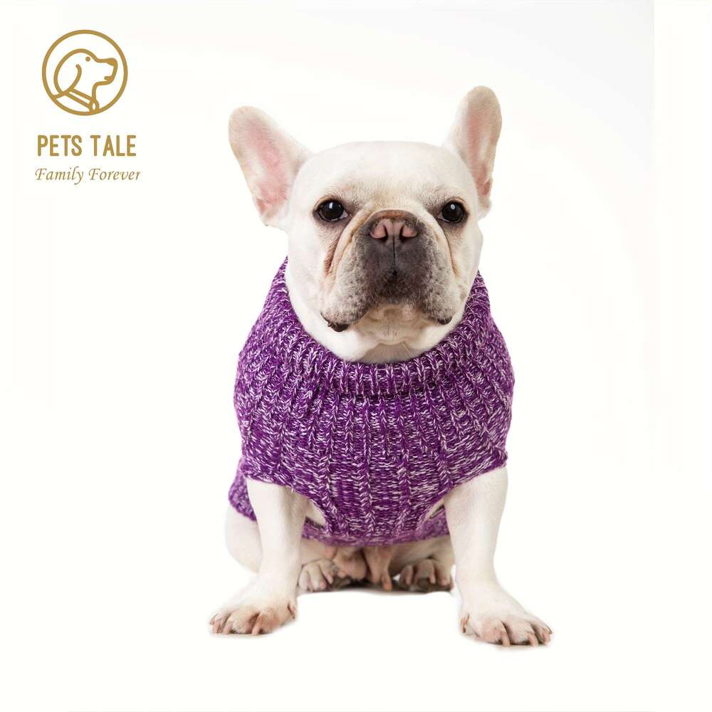 PETS TALE Premium Navy Blue Dog Sweater with Twisted Rope Design and Faux Leather Label - Cozy Knit Pullover for Small to Large Breeds, hine Washable
