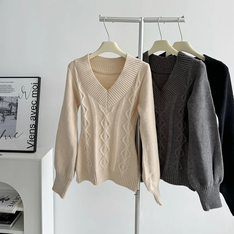 2024 Women Vintage Pullover Knit Sweater Y2k 90s Aesthetic Harajuku Elegant Long Sleeves Sweaters Fashion 2000s Clothes Autumn 241223