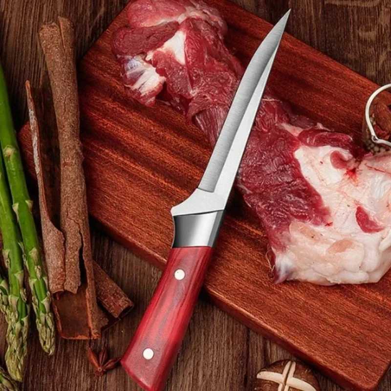 Stainless steel kitchen meat slicer Boning knife fruit ingredient knife plastic handle beef sheep covered fish cutter Y241227