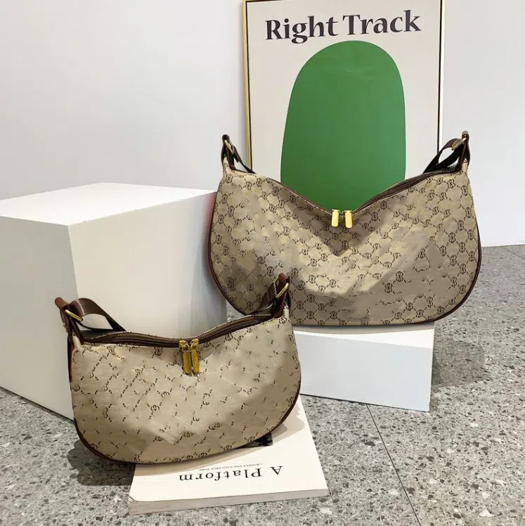 Women's Bag Shoulder Retro Crescent Dumpling Bag Fashion Print Underarm Bags