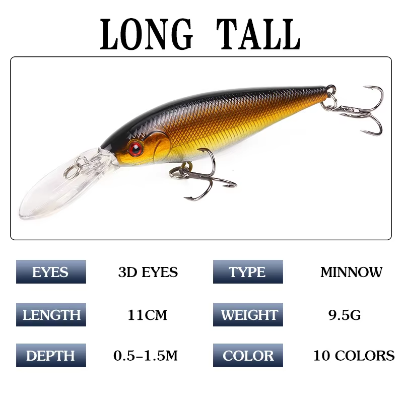 3D eye artificial fishing lure 10cm minow hard plastic fish bait