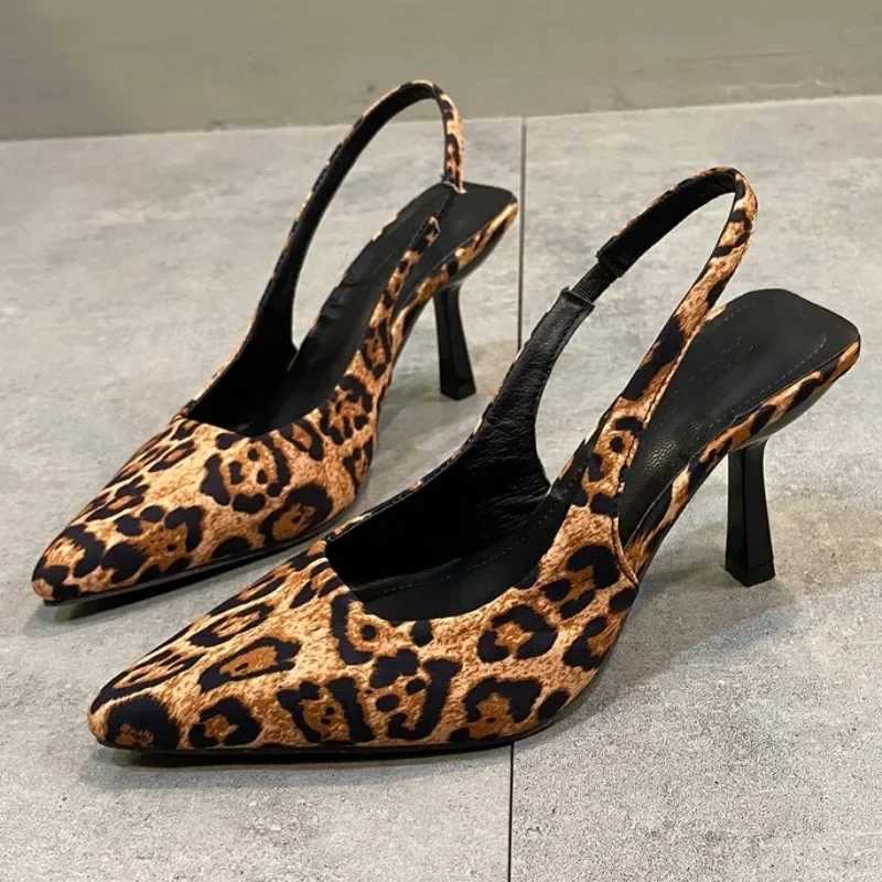 High Quality Women Sexy High Heels Shoes Leopard Sandals New Pointed Toe Dress Party Slippers Winter Fashion Elegant Pumps Womens Shoes T241227