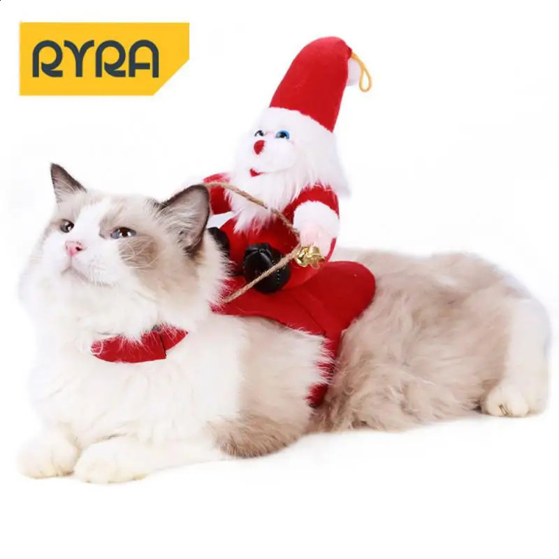 Creative Dog Cat Christmas Costume Santa Claus Riding Pet Cosplay Clothes Christmas Party Pet Coat Year Gift 241225