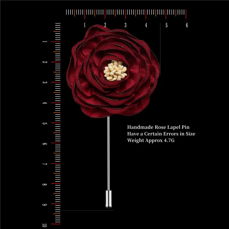 BoYuTe 10 Pieces/Lot High Quality Handmade Fabric Flower Rose Lapel Pin Brooch Men Classic Wedding Boutonniere 16 Solid Colors 241227