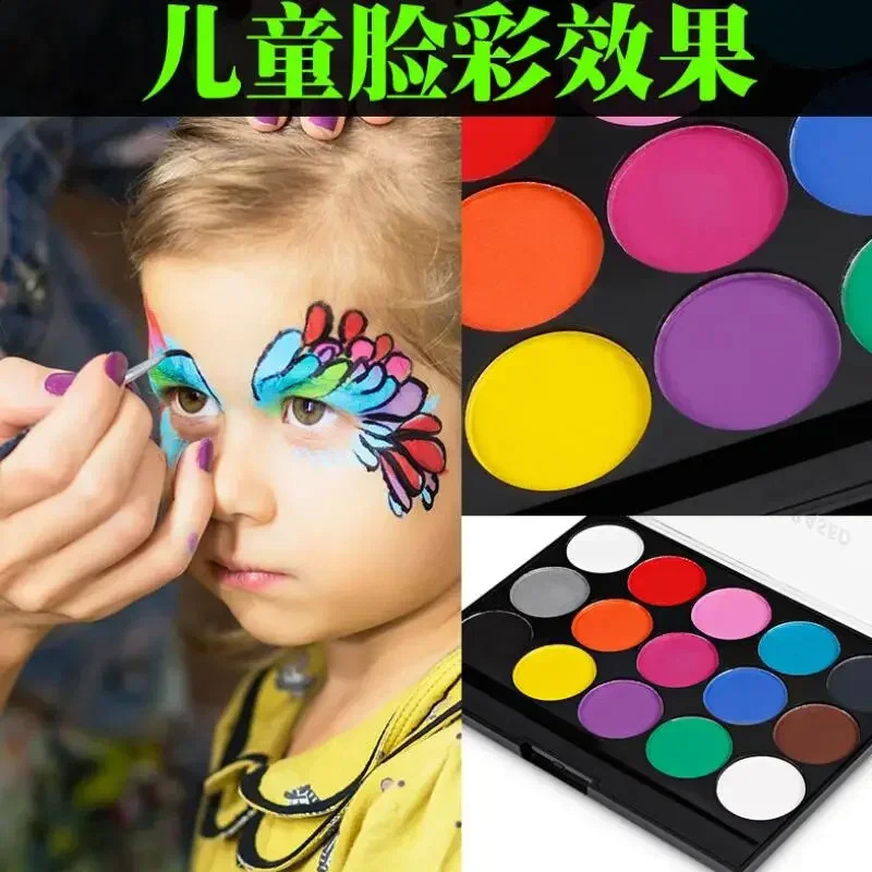 15 Colors Non Toxic Face Painting Body Makeup Safe Water Paint Oil With Brush Christmas Halloween Party Tools 241224