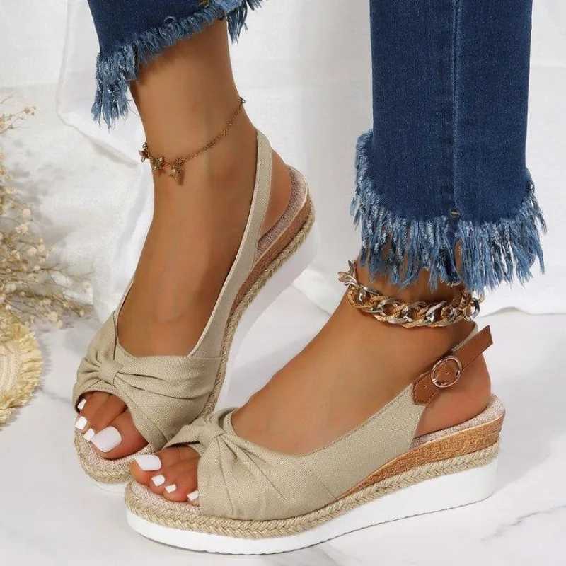 High Quality Women Fashion Sandals Open Toe Casual Wedge Platform Shoe Soft Sole Light Work Shoes Large Size Flat Comfortable Beach Shoe T241227