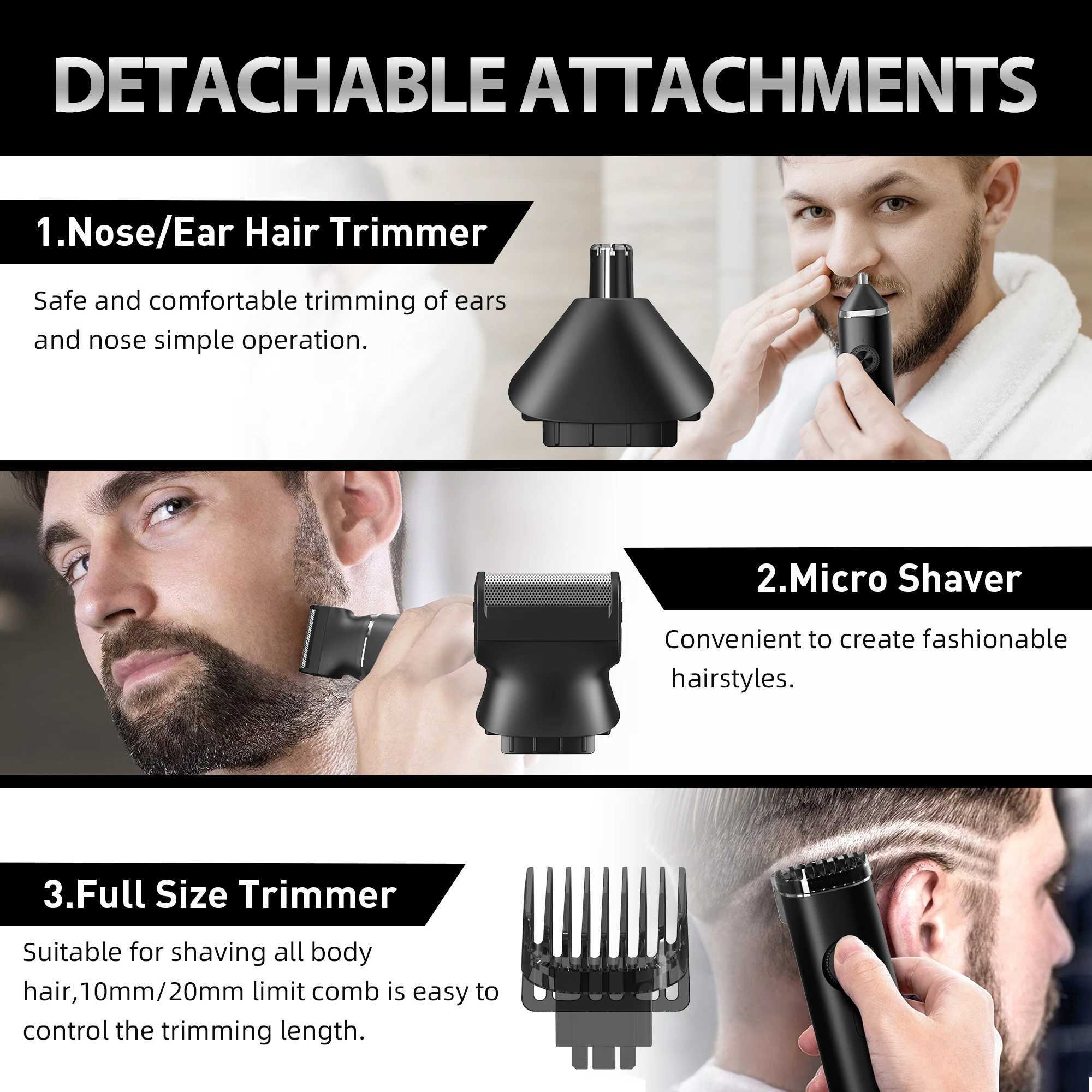 Sejoy Electric Hair Clippers Nose Hair Trimmer For Man Ears Cordless Mens Beard Trimmer Kit 8 in 1 W241227