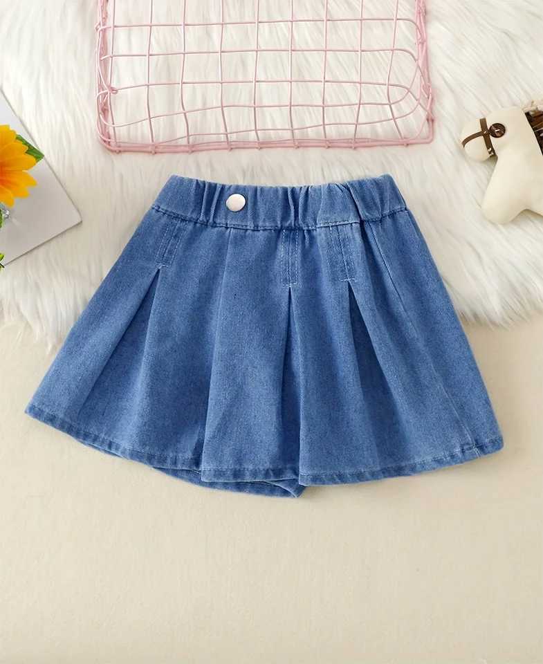 Girls Loose Fit Denim Shorts Casual Waistband Pants For Kids Children Toddlers W241227