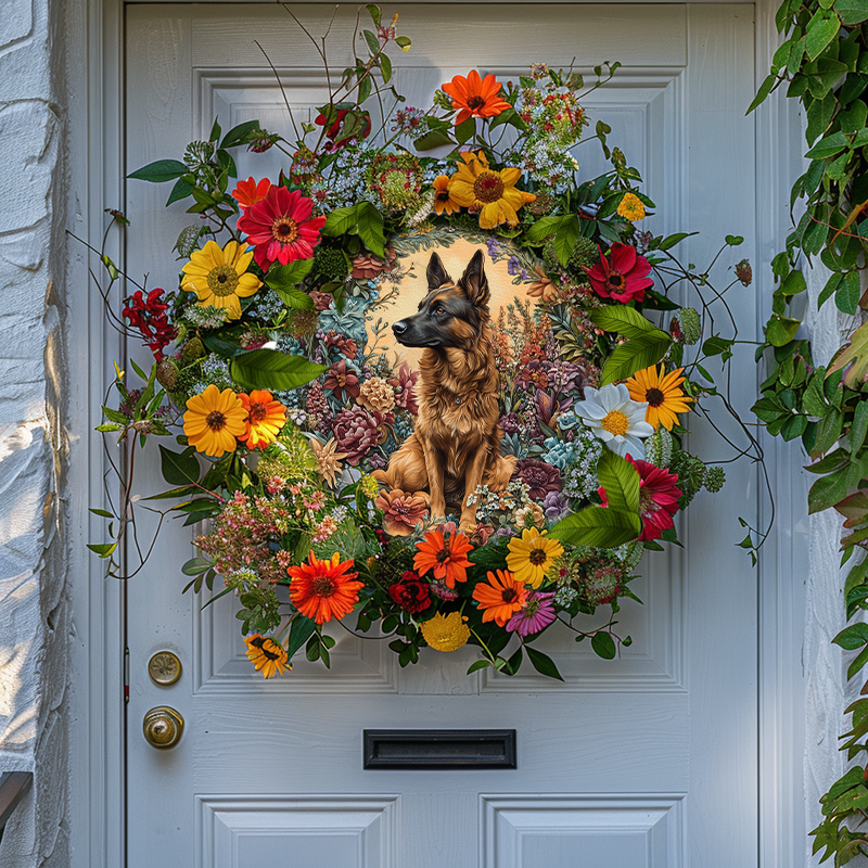 Customizable German Shepherd Pet Ornaments | Circular Aluminum Decorative Paintings | Unique Souvenir Tombstones