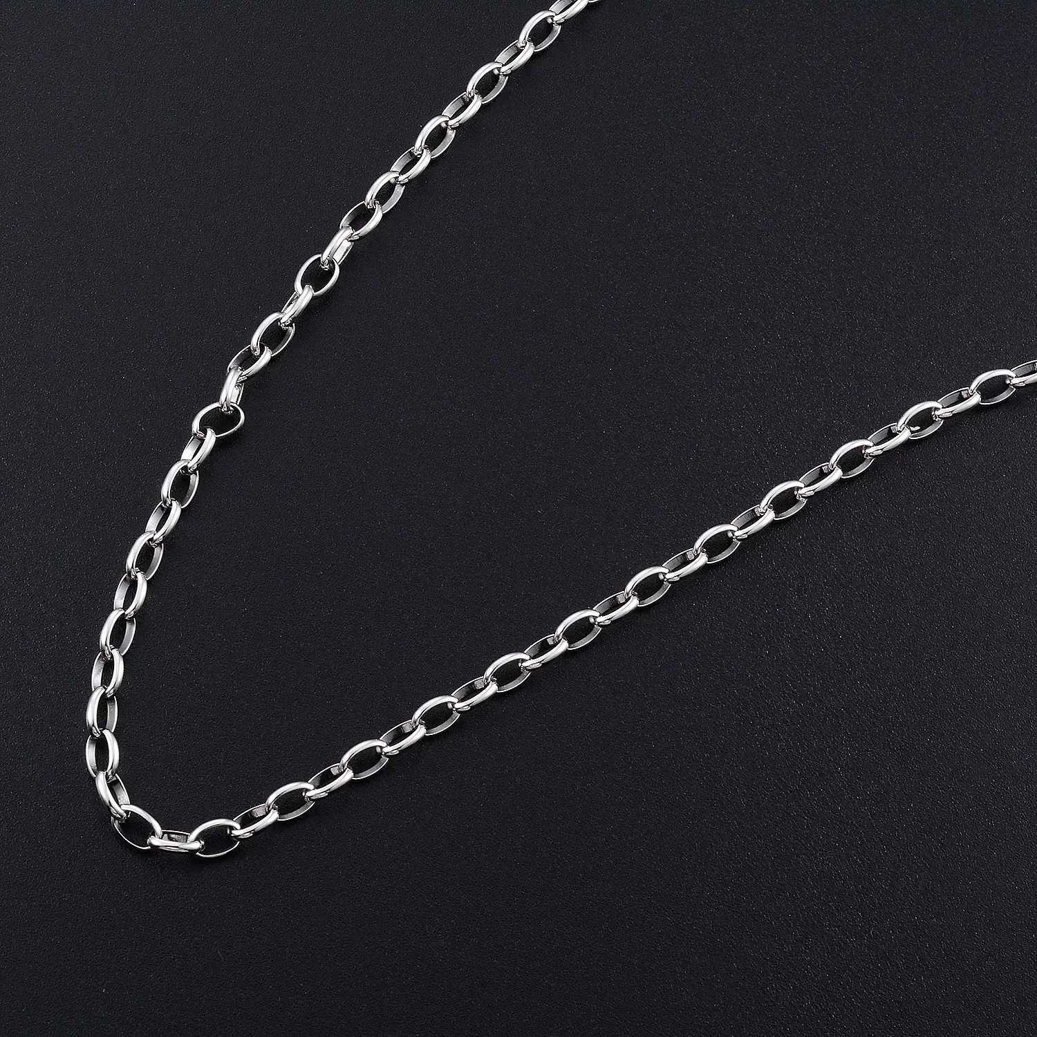 Yadreva Men Women Stainl Steel Rolo Necklace Oval O Chain Silver Color Cuban Link DIY Jewelry AccoriesXJ241227