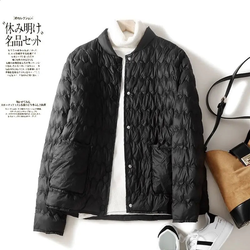 Autumn Winter Women Clothing Lightweight Quilted Jackets Warm Parkas Singlebreasted Long Sleeve Windproof Short Outerwear Loose 241226