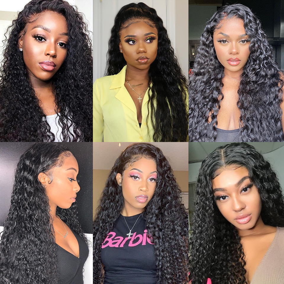 Curly 13X6 Frontal Brazilian Deep Water Wave 13X4 HD Lace Front 100% Human Hair Wigs For Women