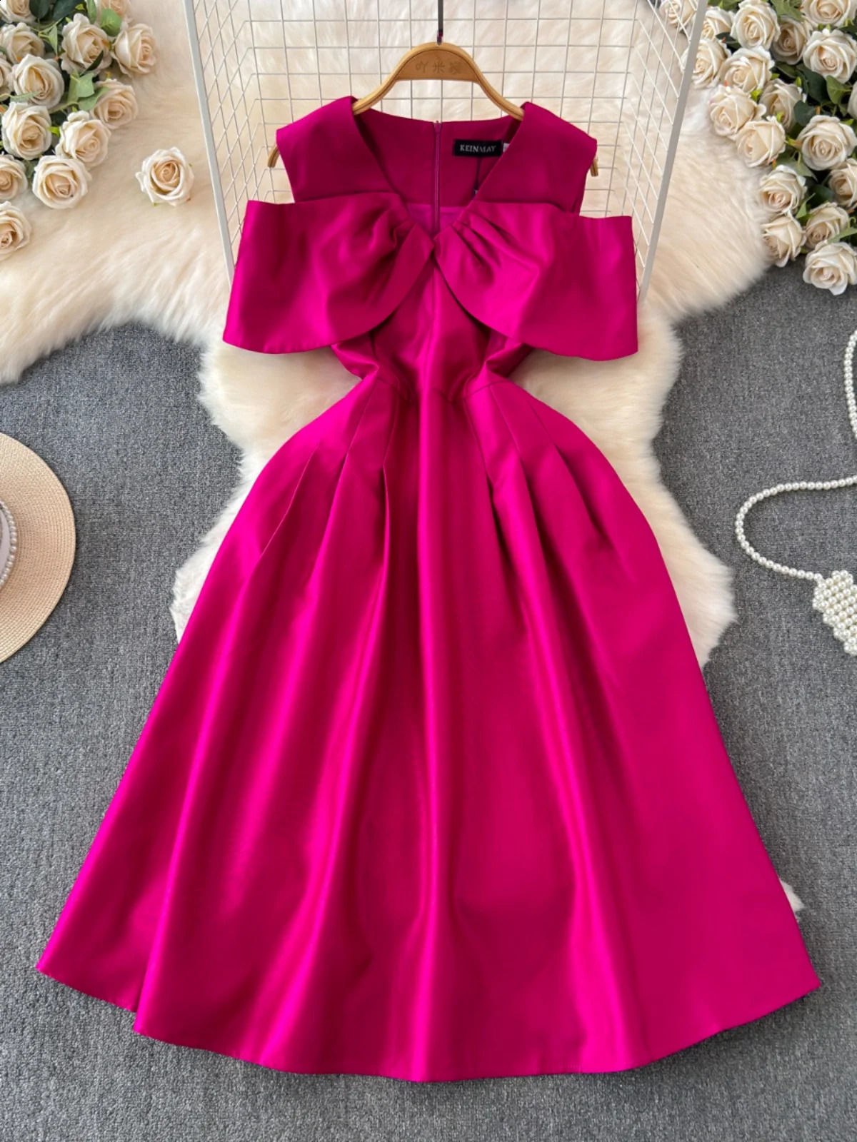 Summer Evening Prom Long Dresses Women Formal Occasions Off Shoulder Solid Bow Empire Birthday Wedding A-Line Party Vestidos 241223