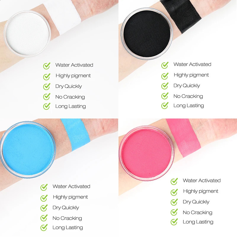 Bowitzki 30g Professional Face Paint Body Paint Water Based Face painting Makeup Safe for Kids and Adults Single Color 241224