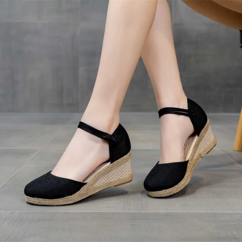 High Quality Heeled Sandals Women Wedges Espadrilles Summer Shoes Ladies Comfort Casual Closed Toe Sandal Pumps Heels Party Shoes Footwear T241227