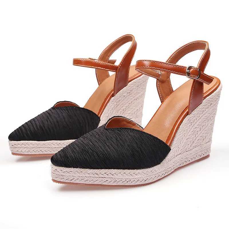 High Quality Womens Sandals Espadrilles Platform clogs Wedge FAshion Womens Shoes With High Heels Shallow Mouth Square Toe Large Size T241227