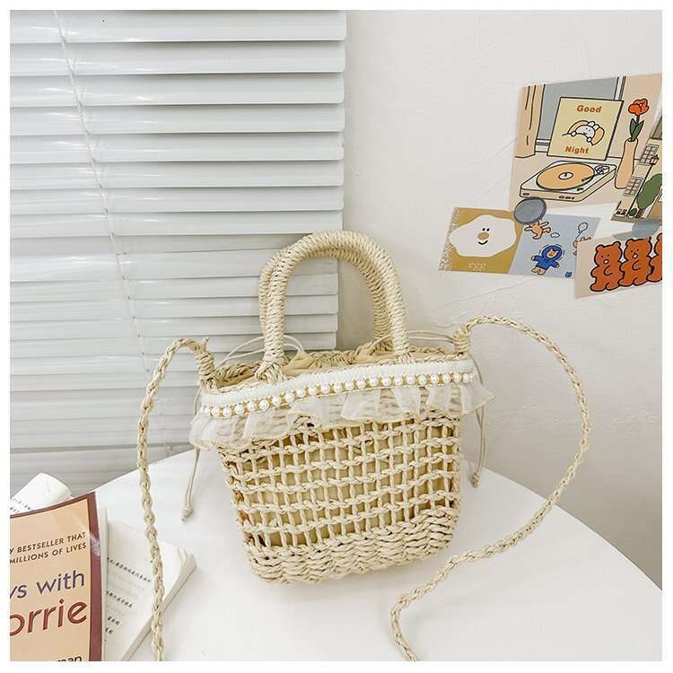 Fairy Beach Resort Grass New Vegetable Basket Crossbody Western Woven Handheld Bucket Bag
