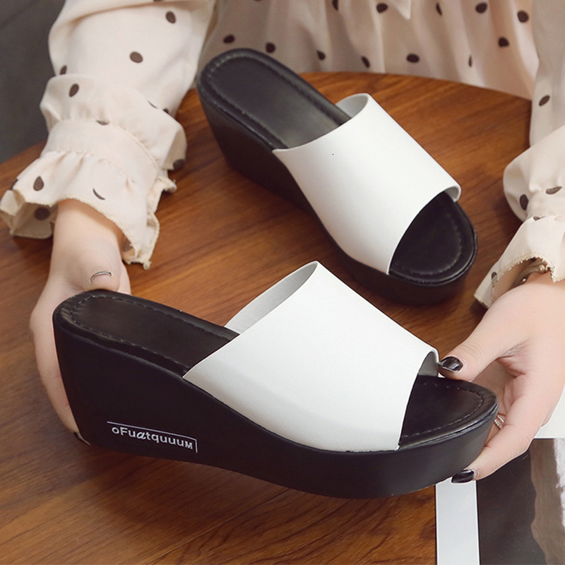 High Ddmywed Ladies Women S Summer New Slope Heel Fish Mouth Thick Sole One Line Cool Slippers Chinese Brand Shoes F Ddmysaturn