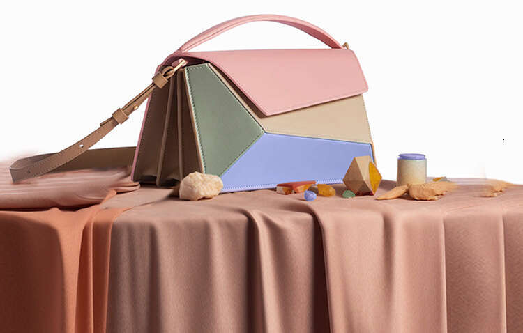 2025 New Trkiye Style Geometric Design Contrast Rhombic Organ Small Square Bag High Texture One Shoulder Crossbody