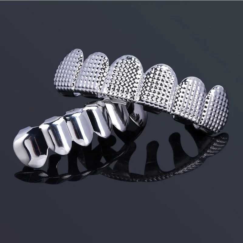 1set Hip Hop Teeth Grillz Gold Plated Dental Grills Rock Tooth Grillz Cs Crystal Teeth Cs Halloween Vampire Tooth W241227