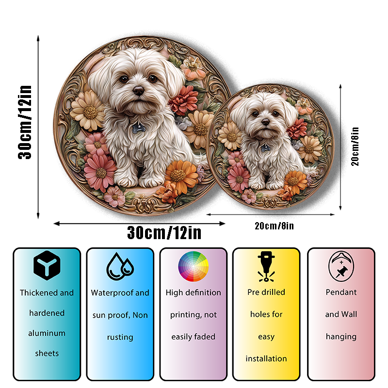 Customizable Aluminum Pet Ornaments - Malta Dog Souvenir Tombstones for Cats and Dogs | Unique Decorative Paintings